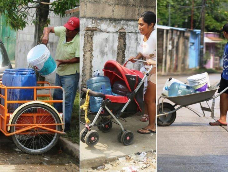 ¡Recrudece falta de agua! Familias de Coatzacoalcos se abastecen como pueden (+Vídeo)