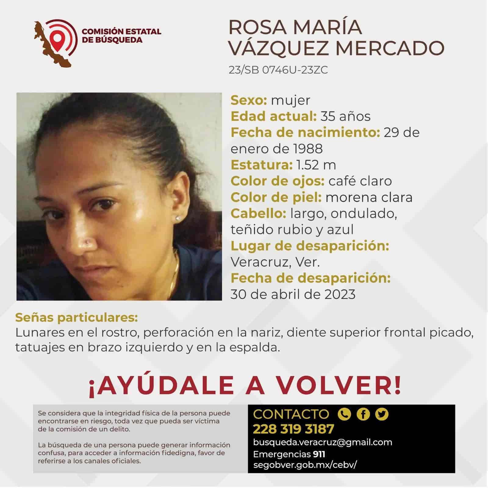 Buscan a Rosa María Vázquez, fue vista por última vez en Veracruz