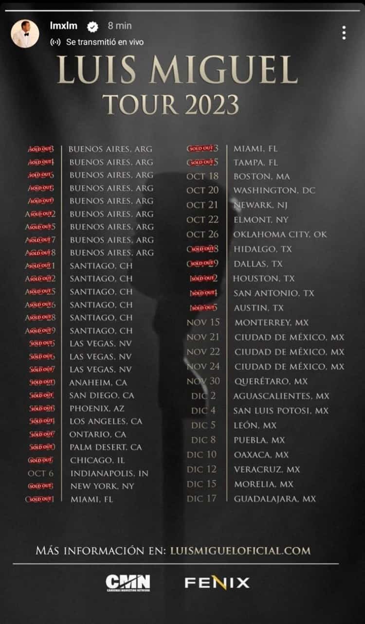 ¡SOLD OUT! Se vendieron todos los boletos para las primeras fechas de la gira de Luis Miguel