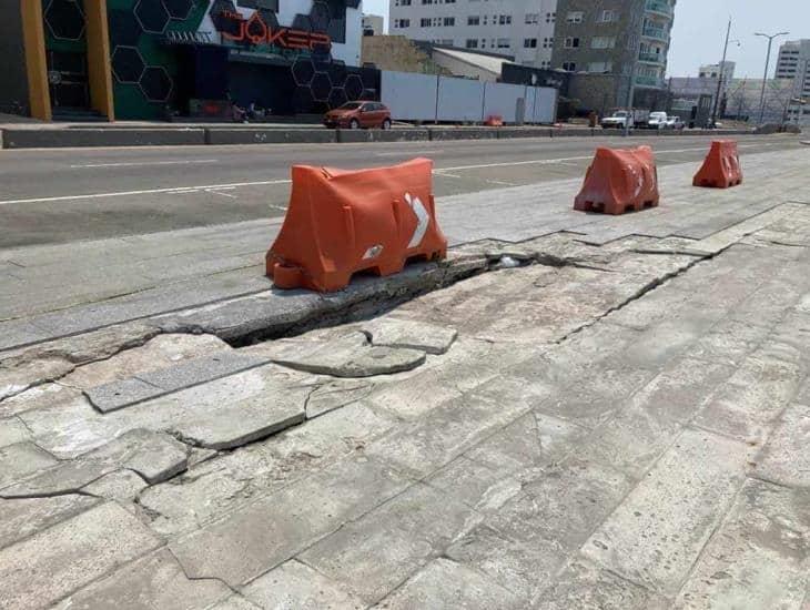 Hundimiento provoca enorme grieta sobre el bulevar de Boca del Río (+Video)