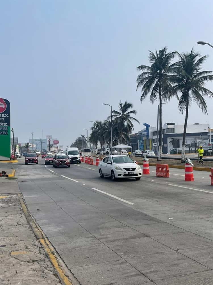 Reducción de carriles en bulevar Ruiz Cortines, en Boca del Río