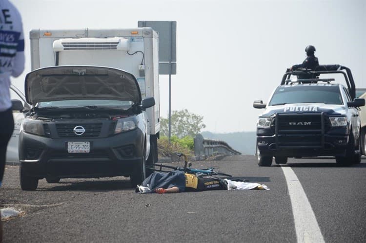 Su última rodada: ciclista fue arrollado por camión en autopista Veracruz-Cardel (+video)