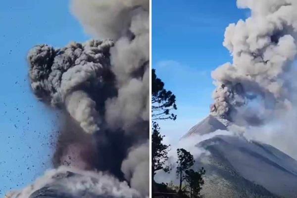 ¡Amaneció bravo! Siguen explosiones y exhalaciones en el volcán Popocatépetl