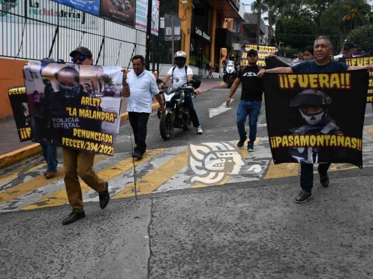 Protestan en Xalapa contra elementos de la SSP por violencia y abuso de autoridad