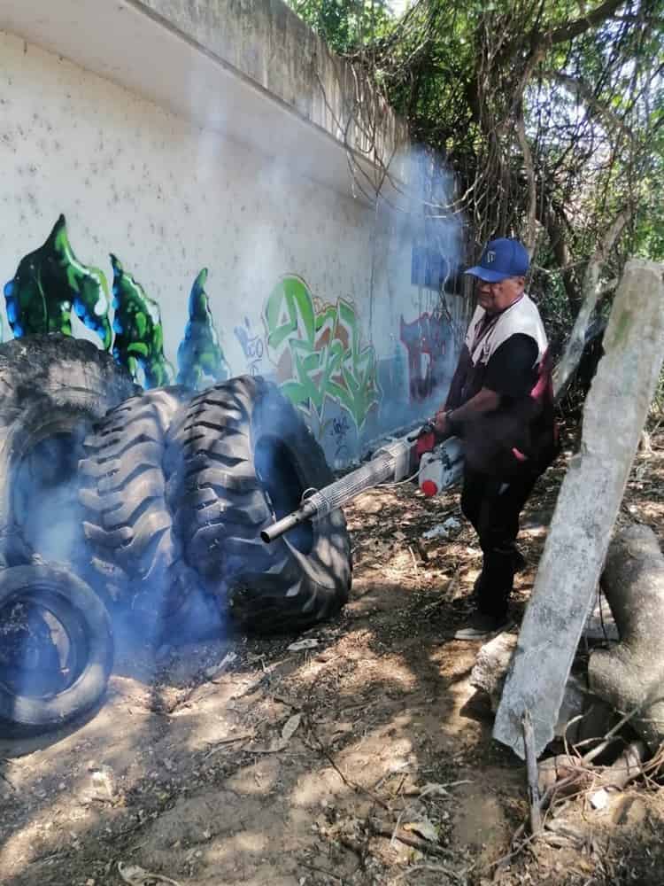 Fumigan bodega de acopio de llantas