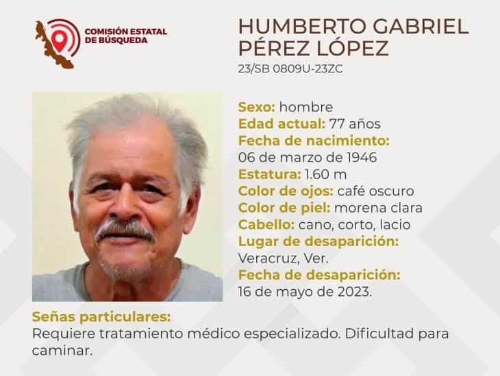 Desaparece Humberto Gabriel de 77 años en calles de Veracruz