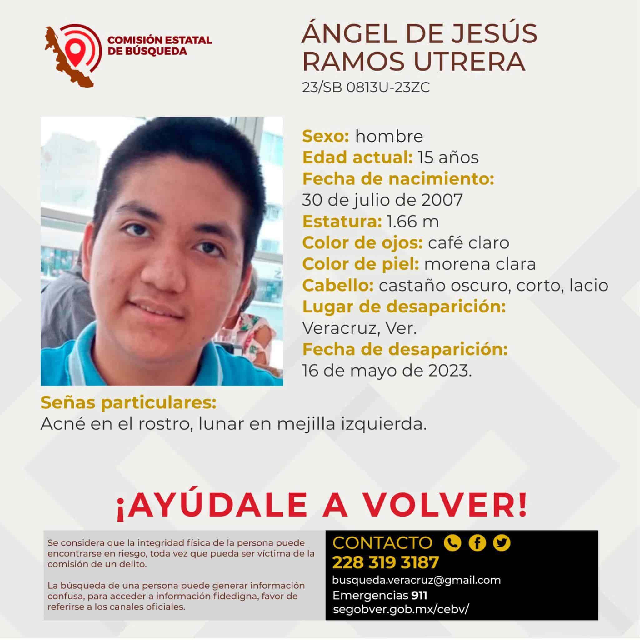 ¿Lo has visto? Buscan a Ángel Ramos Utrera, desapareció en Veracruz