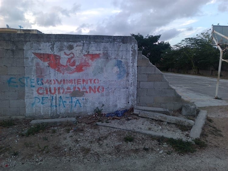 Peligro por bardas caídas cerca de un parque en Lagos de Puente Moreno