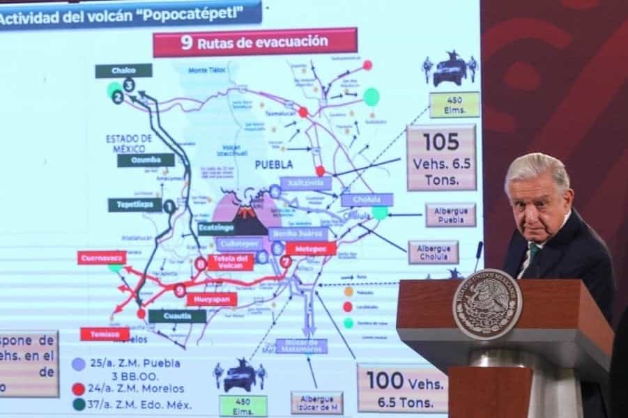 Hay monitoreo constante del Popocatépetl, asegura AMLO