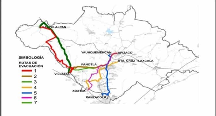 Listas rutas de evacuación y refugios en caso de erupción del volcán