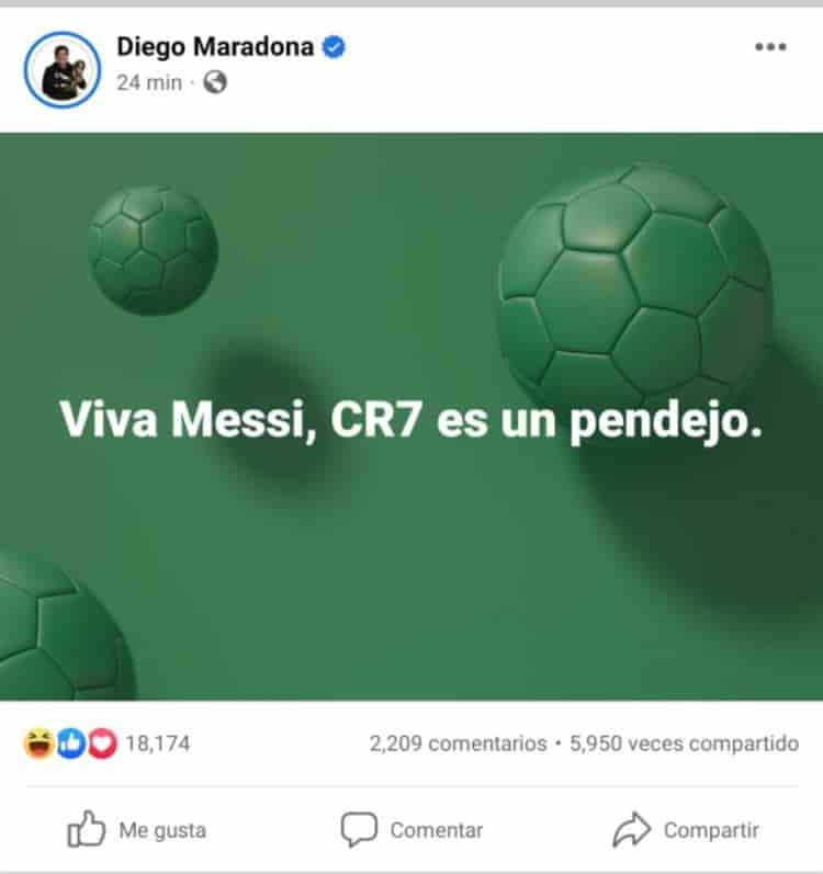 Hackean cuenta de Facebook de Maradona