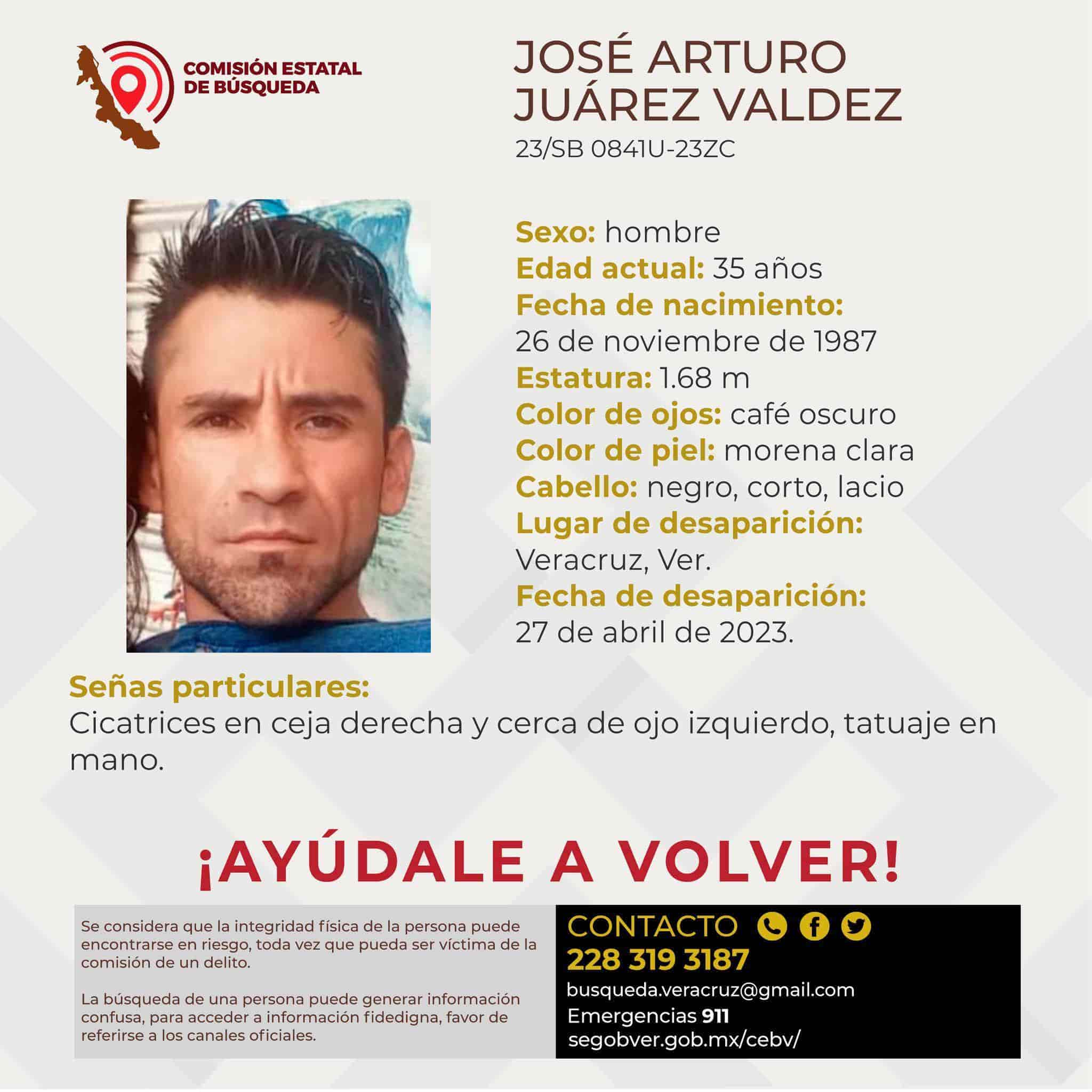 Buscan a José Arturo Juárez en Veracruz, lleva más de un mes desaparecido