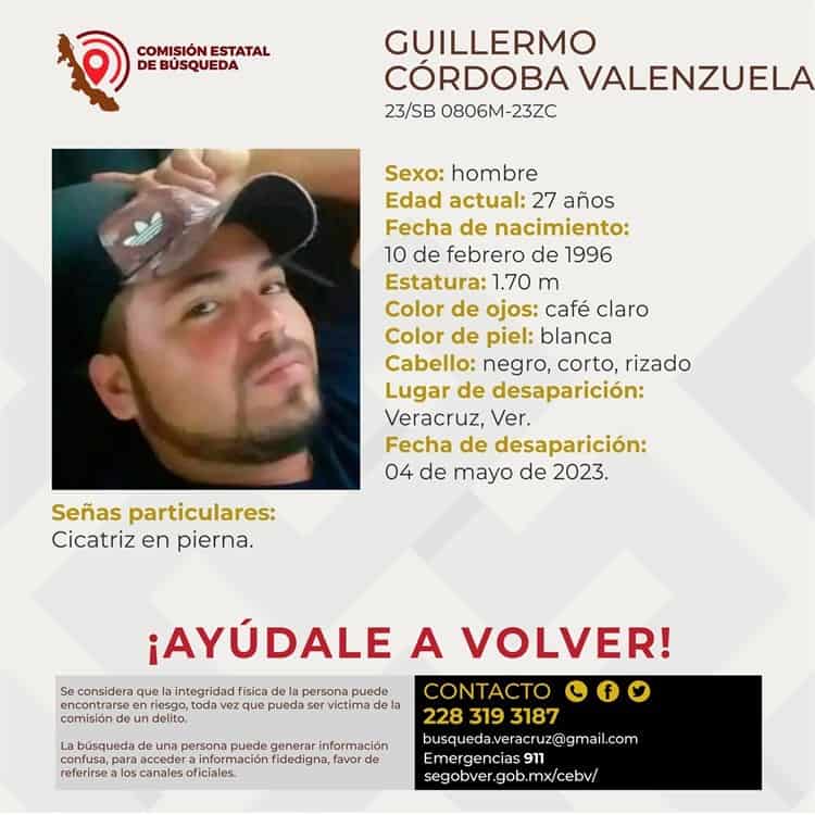 Buscan a Guillermo Córdoba en la ciudad de Veracruz; urge su localización