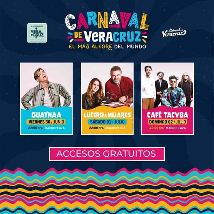 ¿Vas a ir? ellos son los artistas confirmados para los masivos del Carnaval de Veracruz 2023