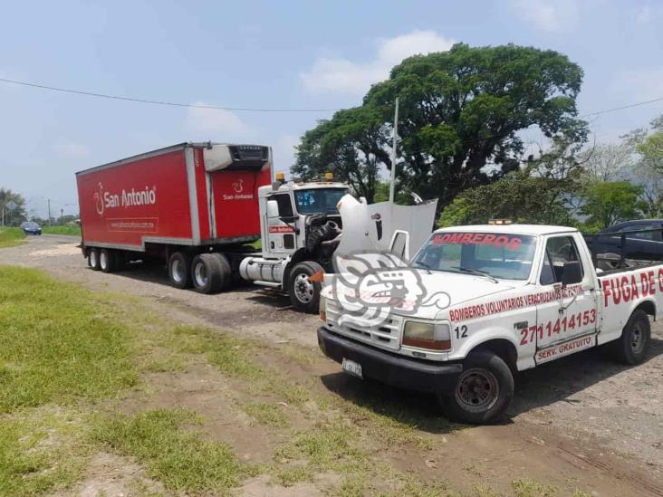 Conato de incendio de tráiler en la Fortín-Huatusco