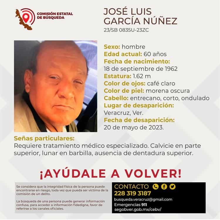 Abuelito desaparece en calles de Veracruz; requiere atención médica