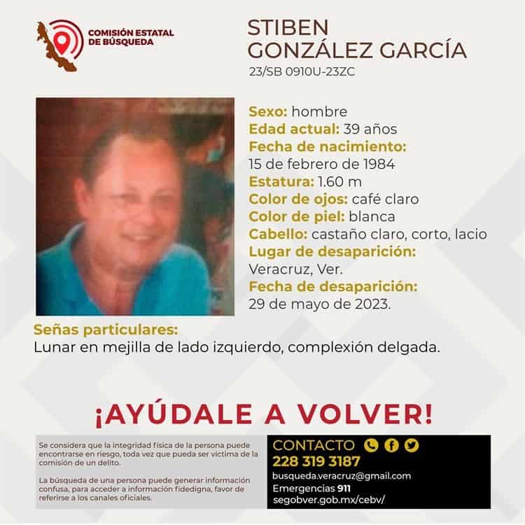 Buscan a Stiben González desapareció en calles de Veracruz