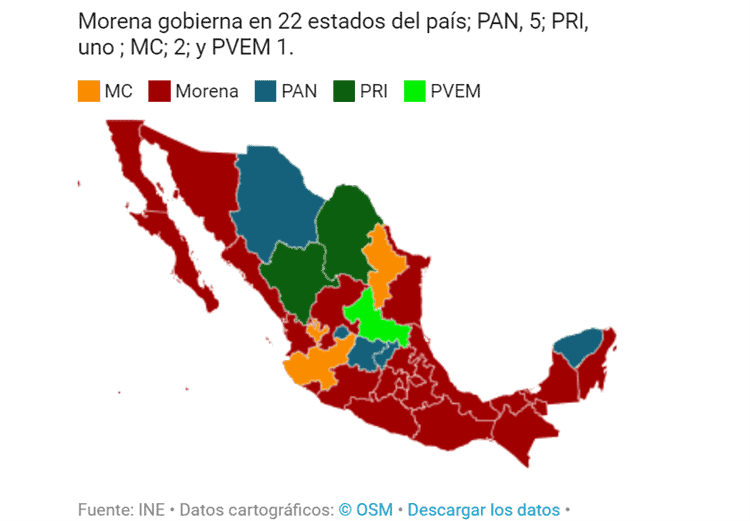 Elecciones 2023: Mapa político se pinta de guinda con Morena; PRI a punto de desaparecer