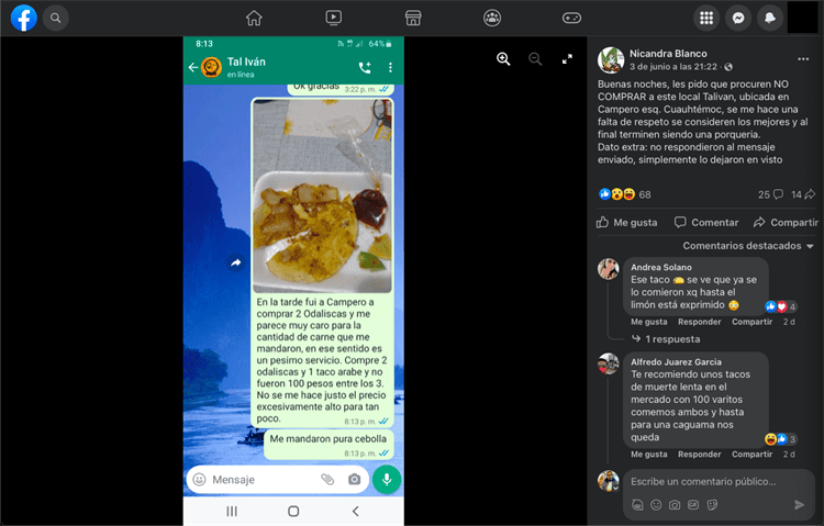 Paga 100 pesos por 3 tacos y le mandan pura cebolla en restaurante de Veracruz