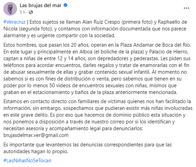 Alertan en Boca del Río sobre presunto grupo de pederastas