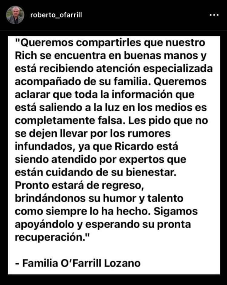 ¿Dónde está Ricardo O’farrill? familia emite versiones contradictorias sobre su paradero
