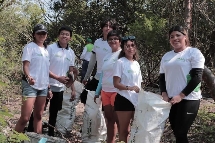 Estudiantes del Cetmar limpian los manglares de Mandinga