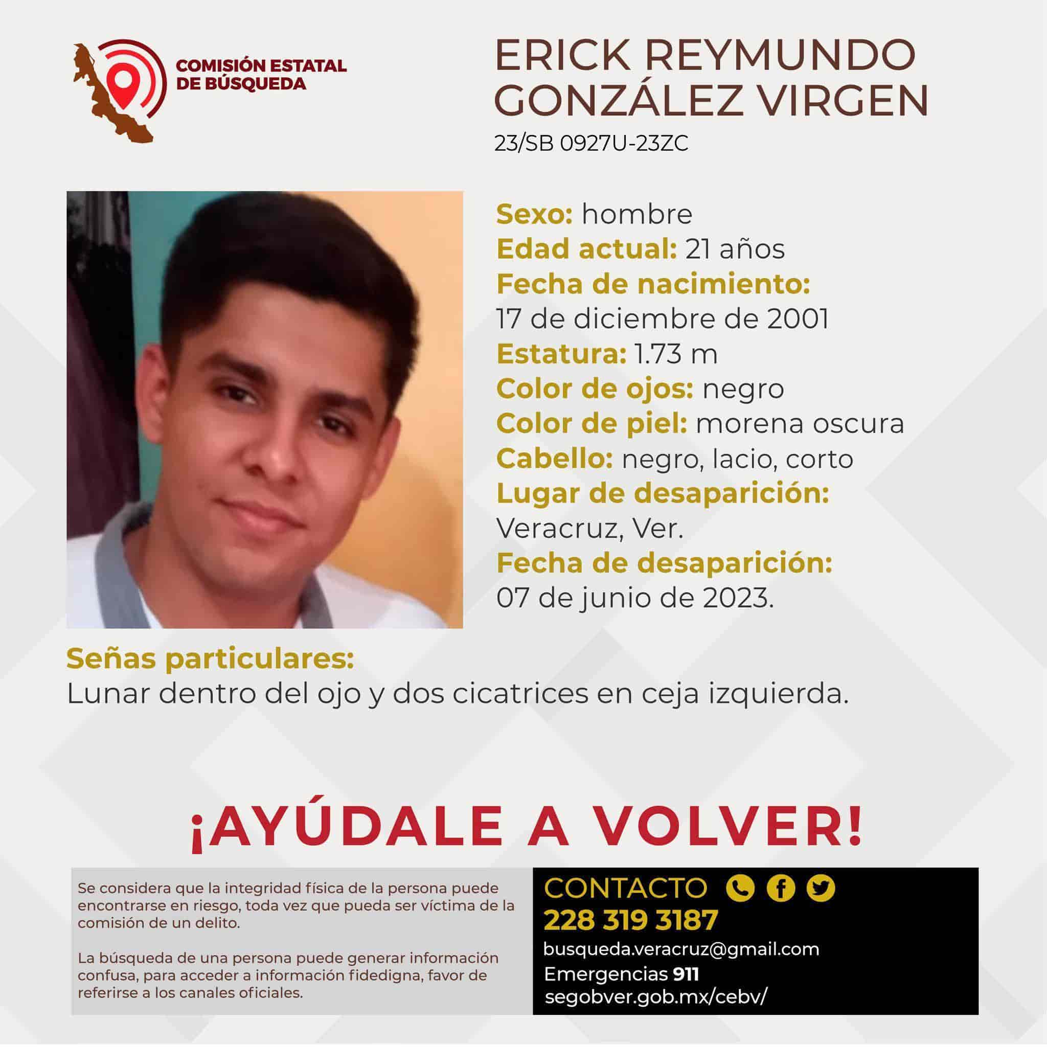 Buscan a Erick Reymundo, estudiante desaparecido del Tecnológico de Veracruz