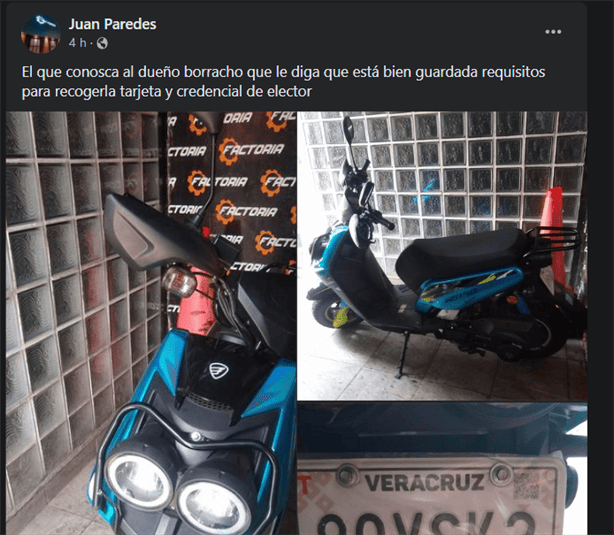 Va a “bellaquear” y olvida su motocicleta en antro de Veracruz