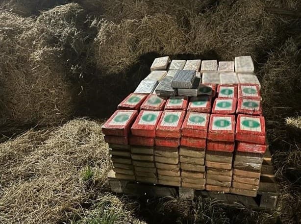 Entre paja escondían cargamento de cocaína; Guardia Nacional los detiene en Acayucan