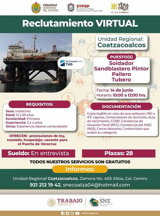 ¿Buscas empleo? Hutchinson Ports busca personal en Coatzacoalcos