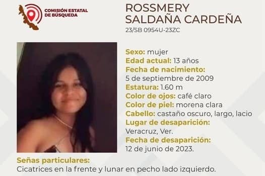 Rossmery Saldaña, niña de 13 años que está desaparecida en Veracruz