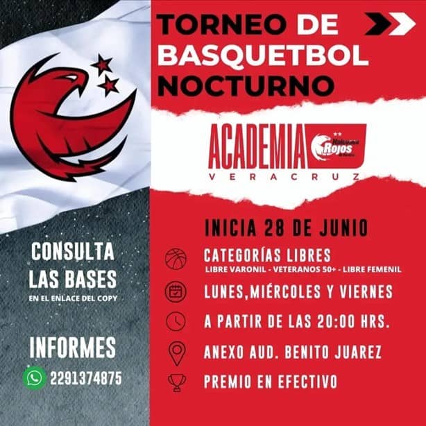 Invita Academia Halcones Rojos a torneo nocturno