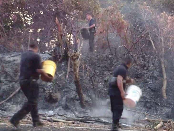 Se incendian pastizales de Moloacán; se unen para sofocar el siniestro