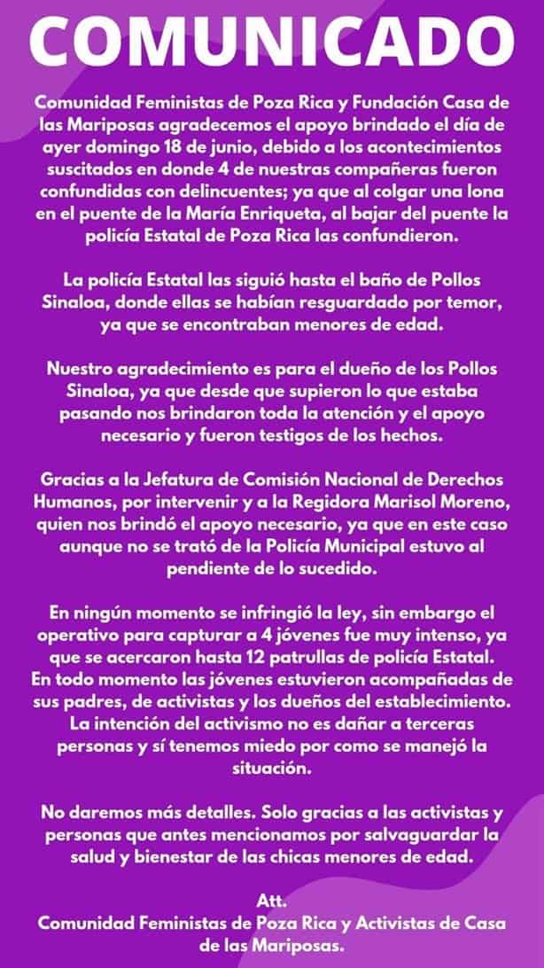 Confunden a feministas con delincuentes Policías Estatales de Veracruz