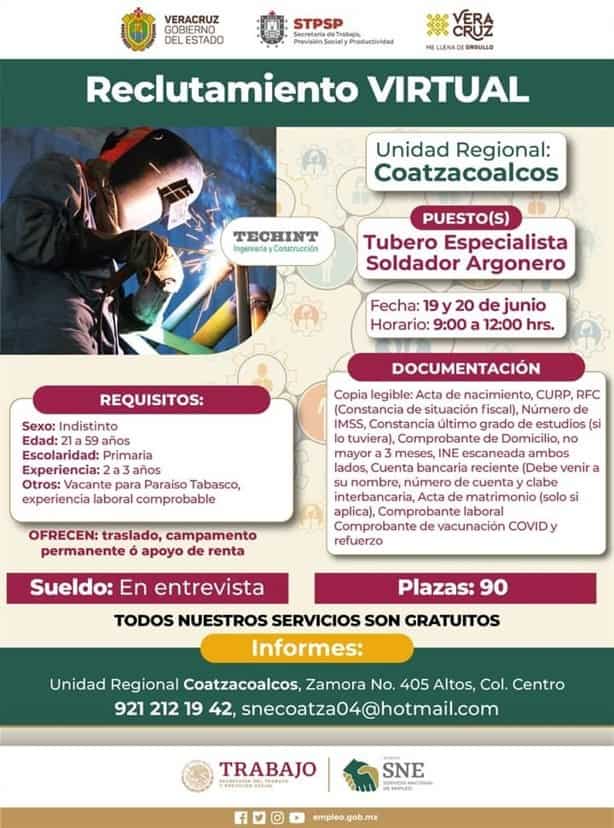 Empresas del sector industrial buscan personal en el sur de Veracruz; hay trabajo, pero lejos de casa