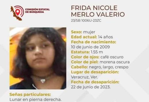 Buscan a Frida Nicole de 14 años, desapareció en Veracruz