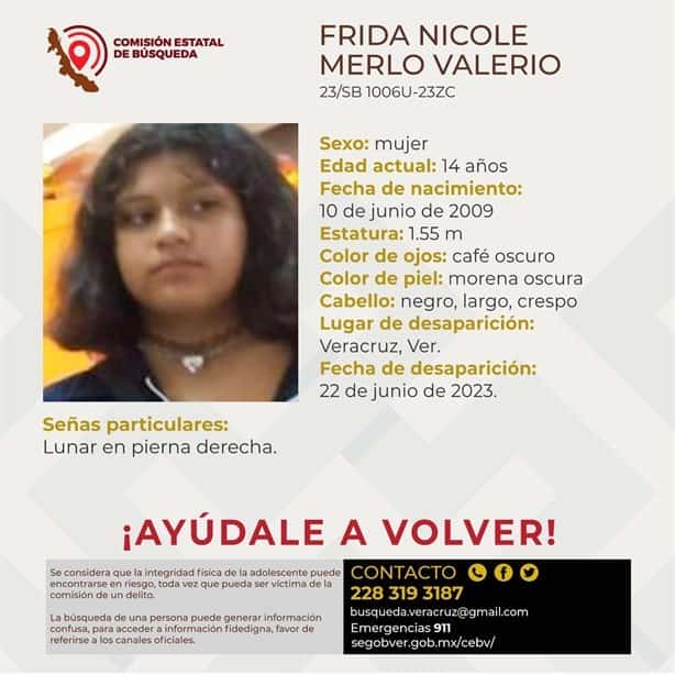 Buscan a Frida Nicole de 14 años, desapareció en Veracruz