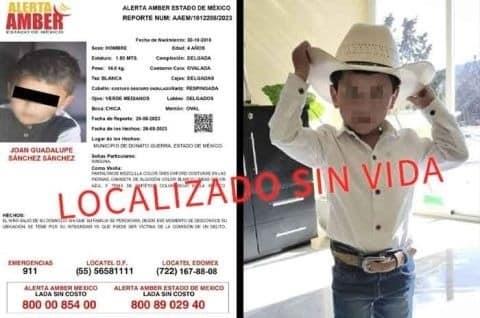 Joan, niño de 4 años desaparecido en Edomex, es hallado muerto