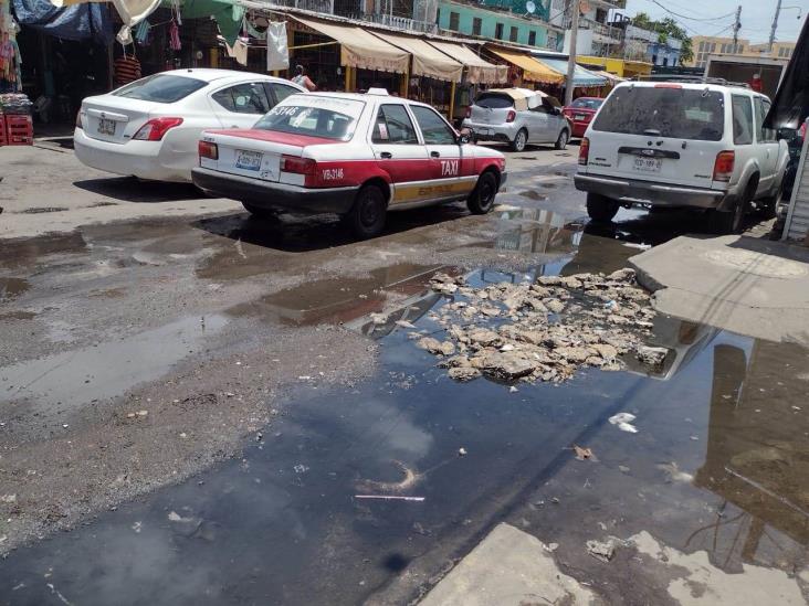 Lluvia deja peste en zona de mercados de Veracruz