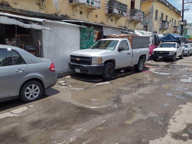 Lluvia deja peste en zona de mercados de Veracruz