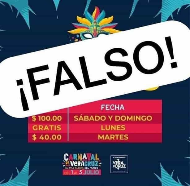 Carnaval de Veracruz 2023: Falso que gradas sean gratuitas el lunes 3 de julio