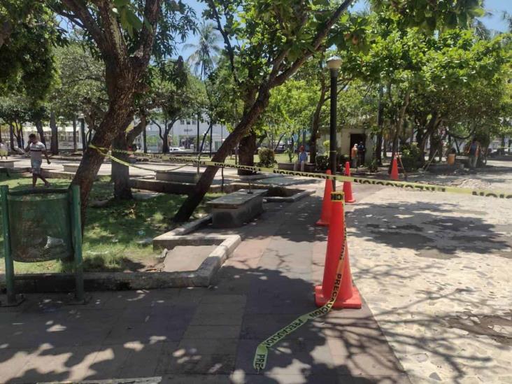 Quitan quiosco del Parque Zamora de Veracruz; avanza remodelación