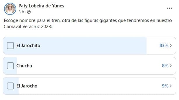 Lanzan encuesta para nombrar a tren, una de las figuras gigantes del Carnaval de Veracruz 2023