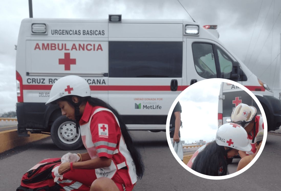 Camioneta se le atraviesa a motociclista y choca en Veracruz; hay 2 lesionados