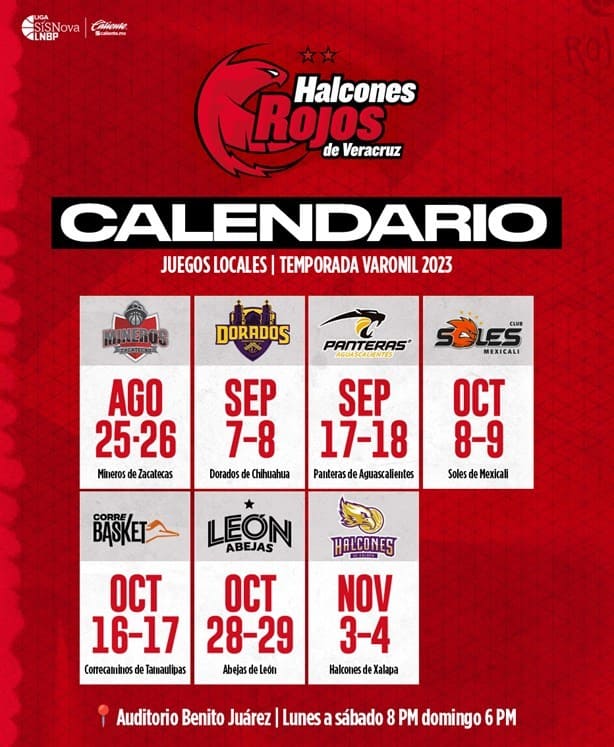 Dan a conocer calendario de los Halcones Rojos