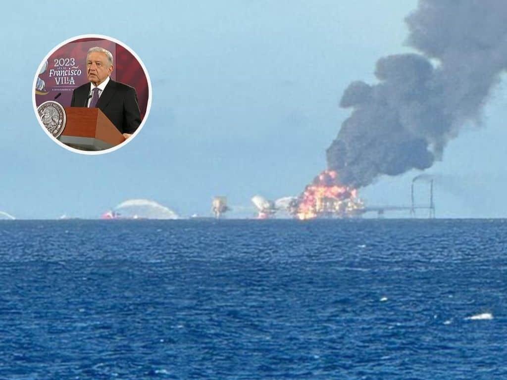 Explosión en plataforma de Pemex dejó heridos y desaparecidos, confirma AMLO