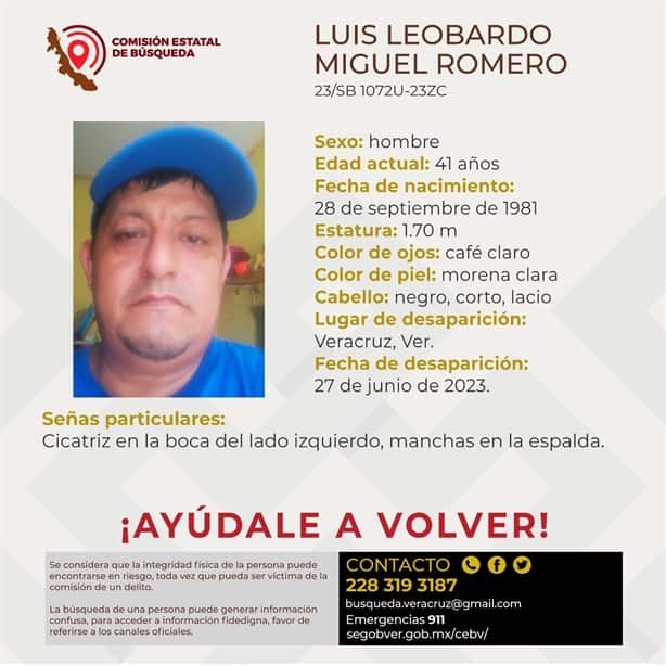 Buscan a Luis Leobardo, desapareció hace 10 días en la ciudad de Veracruz