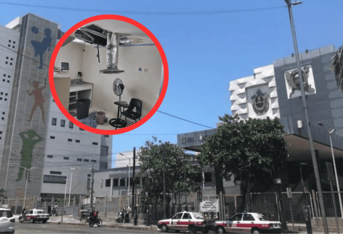 Cae plafón en cuarto piso del Hospital Regional de Veracruz