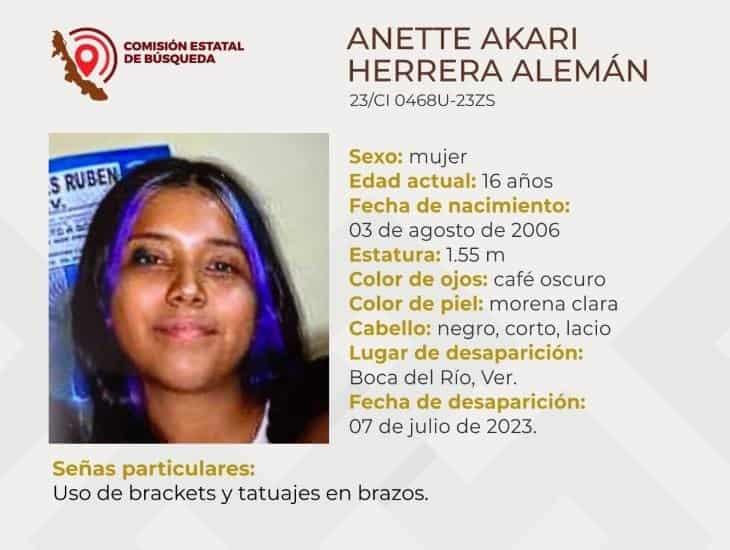 Buscan a Anette Akari de 16 años, desapareció en Boca del Río