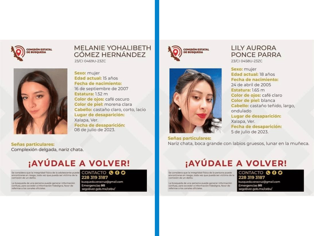 Buscan a Lily y Melanie, jóvenes xalapeñas desaparecidas